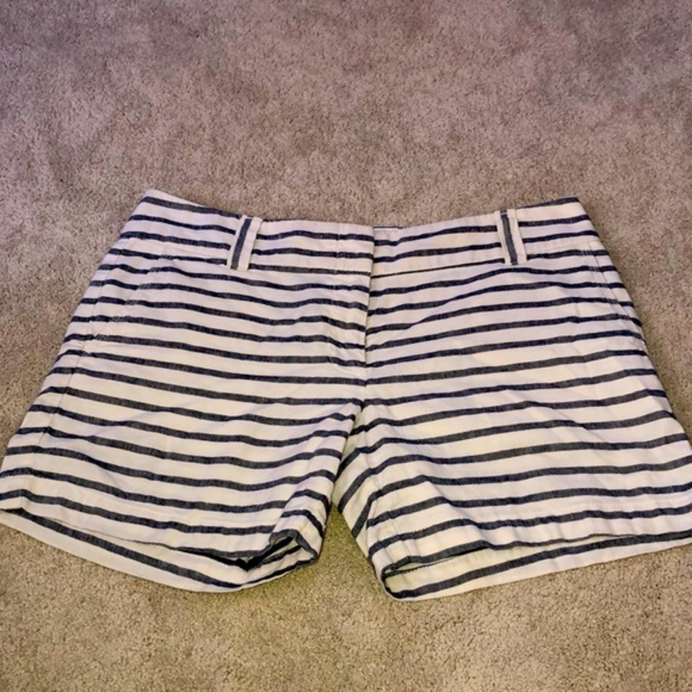 Tommy Hilfiger Linen Cotton Striped Shorts Cream black‎ Size 6